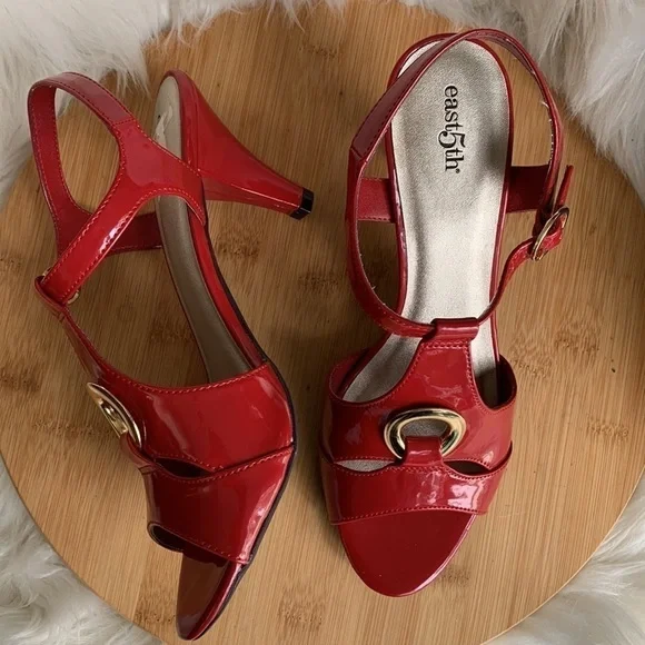 East 5th | Red Mariah Patent Leather Strappy Open Toe Heels NWT 9M - Picture 15 of 17
